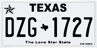 TX license plate DZG1727