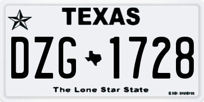 TX license plate DZG1728