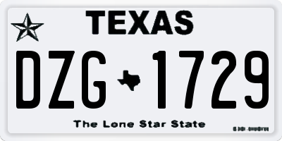 TX license plate DZG1729