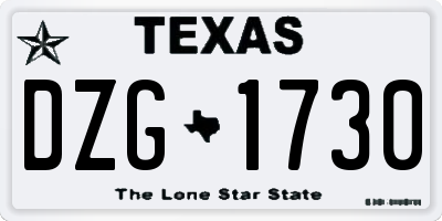 TX license plate DZG1730
