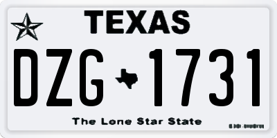 TX license plate DZG1731