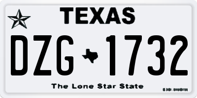 TX license plate DZG1732