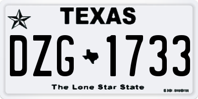 TX license plate DZG1733