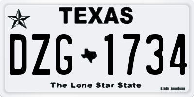 TX license plate DZG1734