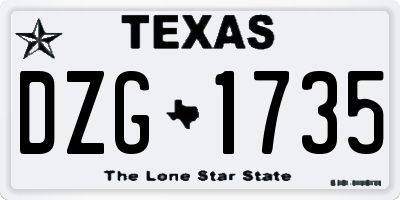 TX license plate DZG1735