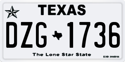 TX license plate DZG1736
