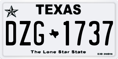 TX license plate DZG1737