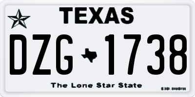 TX license plate DZG1738