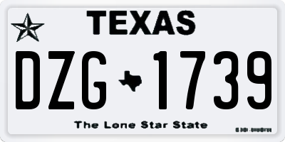 TX license plate DZG1739