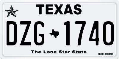TX license plate DZG1740