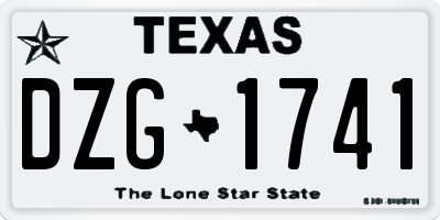 TX license plate DZG1741