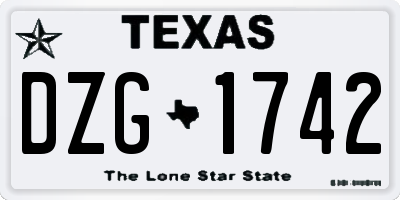 TX license plate DZG1742