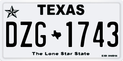 TX license plate DZG1743