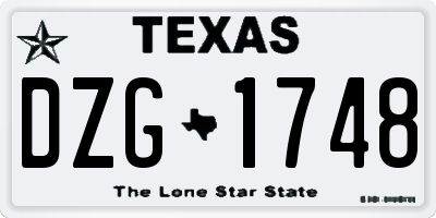 TX license plate DZG1748