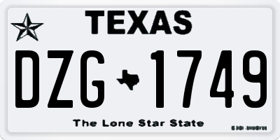 TX license plate DZG1749