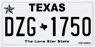 TX license plate DZG1750