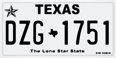 TX license plate DZG1751