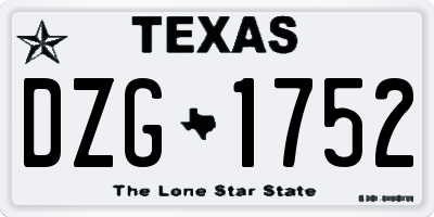 TX license plate DZG1752