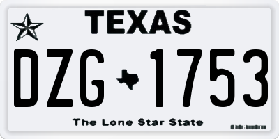 TX license plate DZG1753
