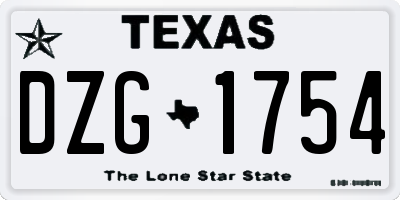 TX license plate DZG1754