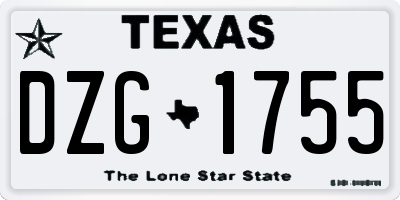 TX license plate DZG1755