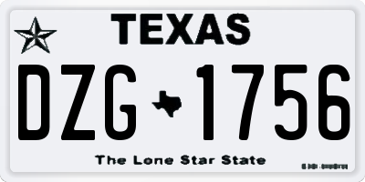 TX license plate DZG1756