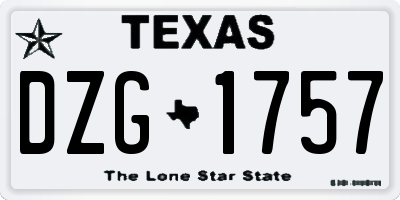 TX license plate DZG1757