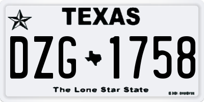TX license plate DZG1758