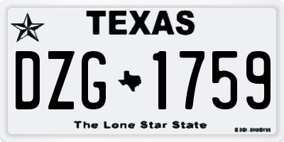 TX license plate DZG1759