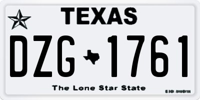 TX license plate DZG1761