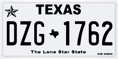 TX license plate DZG1762