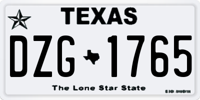 TX license plate DZG1765