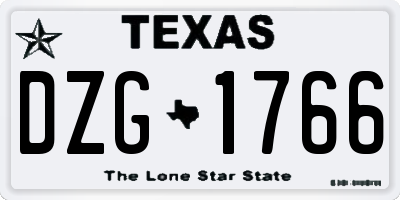 TX license plate DZG1766