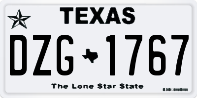 TX license plate DZG1767