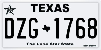 TX license plate DZG1768
