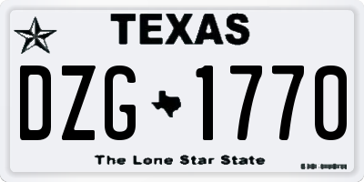 TX license plate DZG1770
