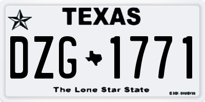 TX license plate DZG1771