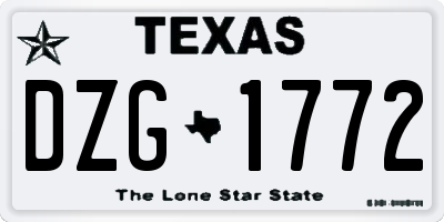 TX license plate DZG1772
