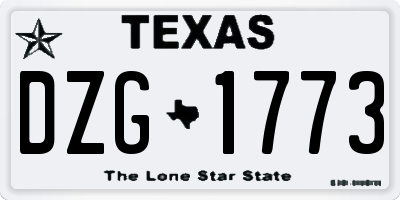 TX license plate DZG1773