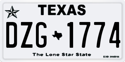 TX license plate DZG1774