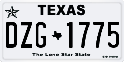 TX license plate DZG1775