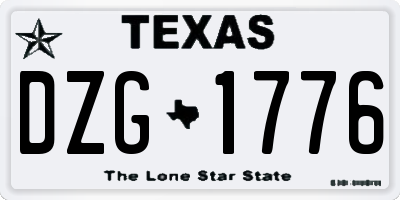TX license plate DZG1776