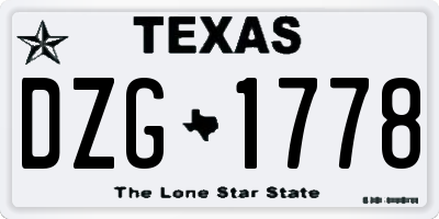 TX license plate DZG1778
