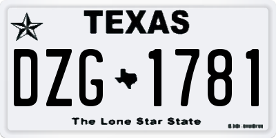 TX license plate DZG1781