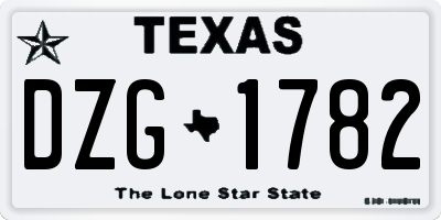 TX license plate DZG1782