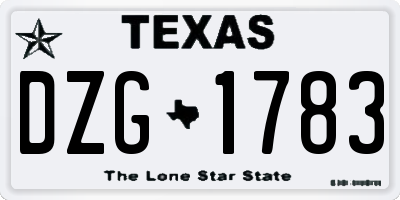 TX license plate DZG1783
