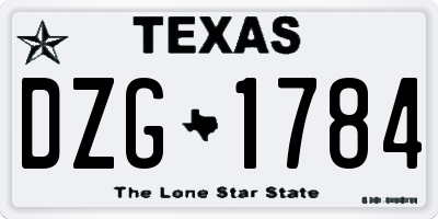 TX license plate DZG1784
