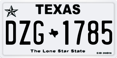 TX license plate DZG1785