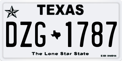 TX license plate DZG1787