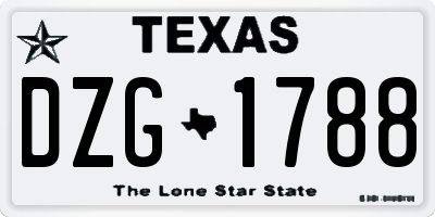 TX license plate DZG1788